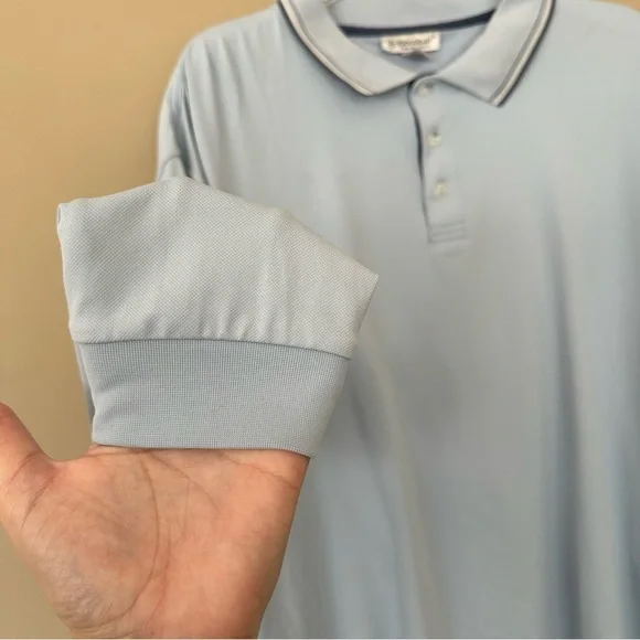 Coolibar Men XL Long Sleeve Vented Back Polo Shirt UPF 50 Sun Protection Blue - Picture 9 of 12